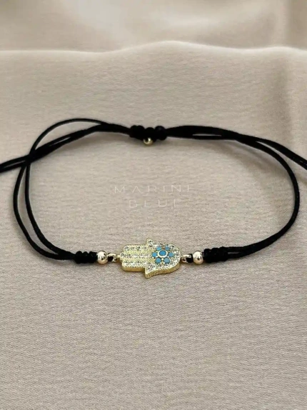 Fatima's Hand Small Handmade Bracelet Nocturnal Black - Wholesale Charm Bracelet | Handmade Jewelry