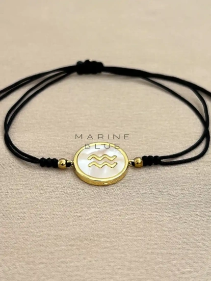Horoscope Aquarius Handmade Bracelet Nocturnal Black - Wholesale Charm Bracelet | Handmade Jewelry