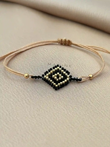Solo Tile Evil Eye Handmade Bracelet Nocturnal Black - Wholesale Beaded Bracelet | Handmade Jewelry