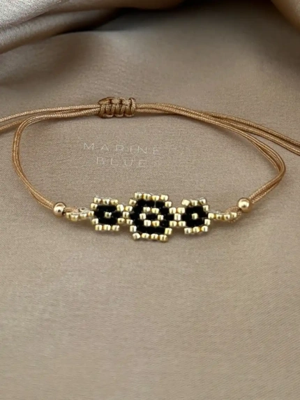 Solo Triple Evil Eye Handmade Bracelet Nocturnal Black - Wholesale Beaded Bracelet | Handmade Jewelry