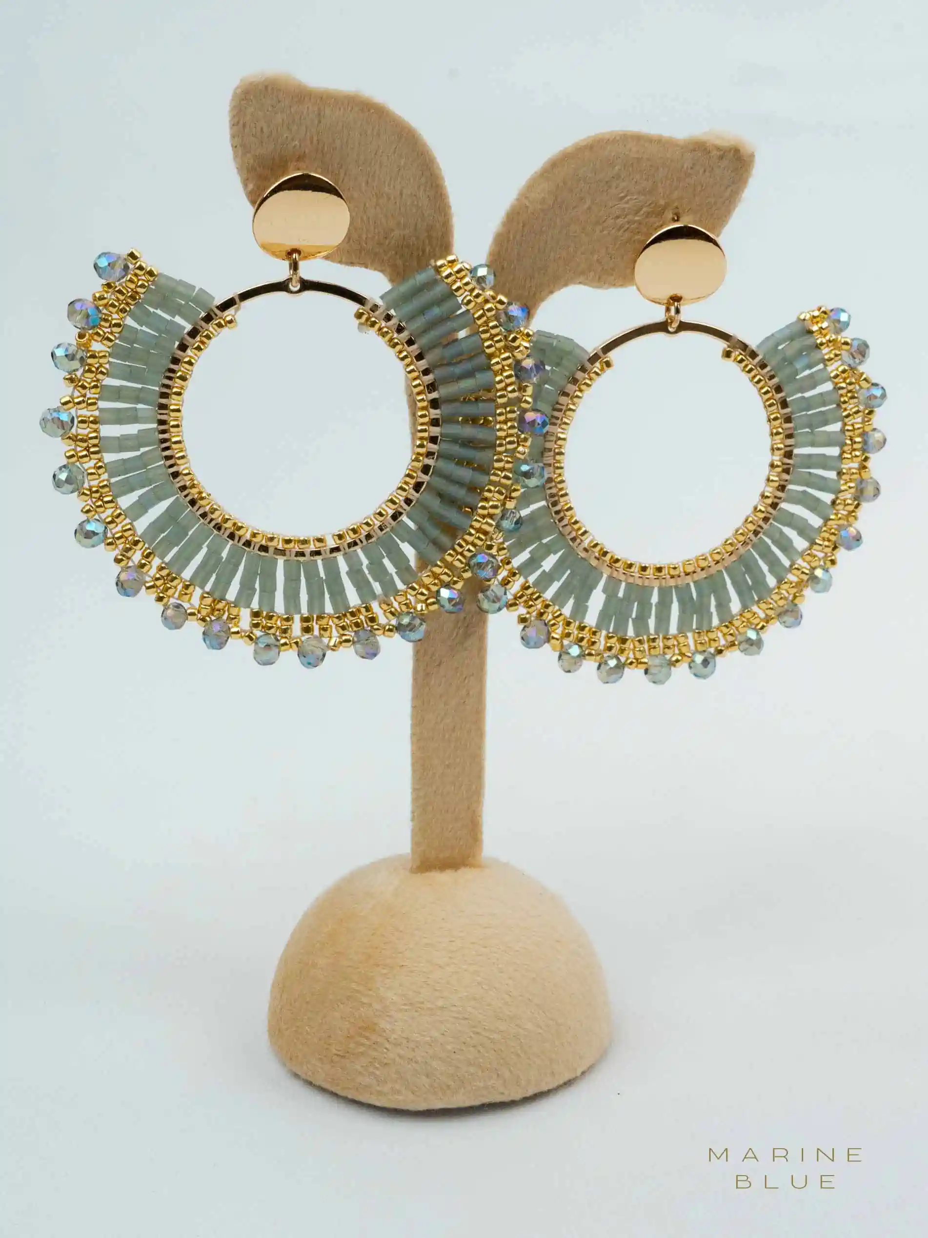 web_solo_gaze_misty_moon Solo Gaze Beaded Earrings | Stainless Steel Earrings - Imagen 1