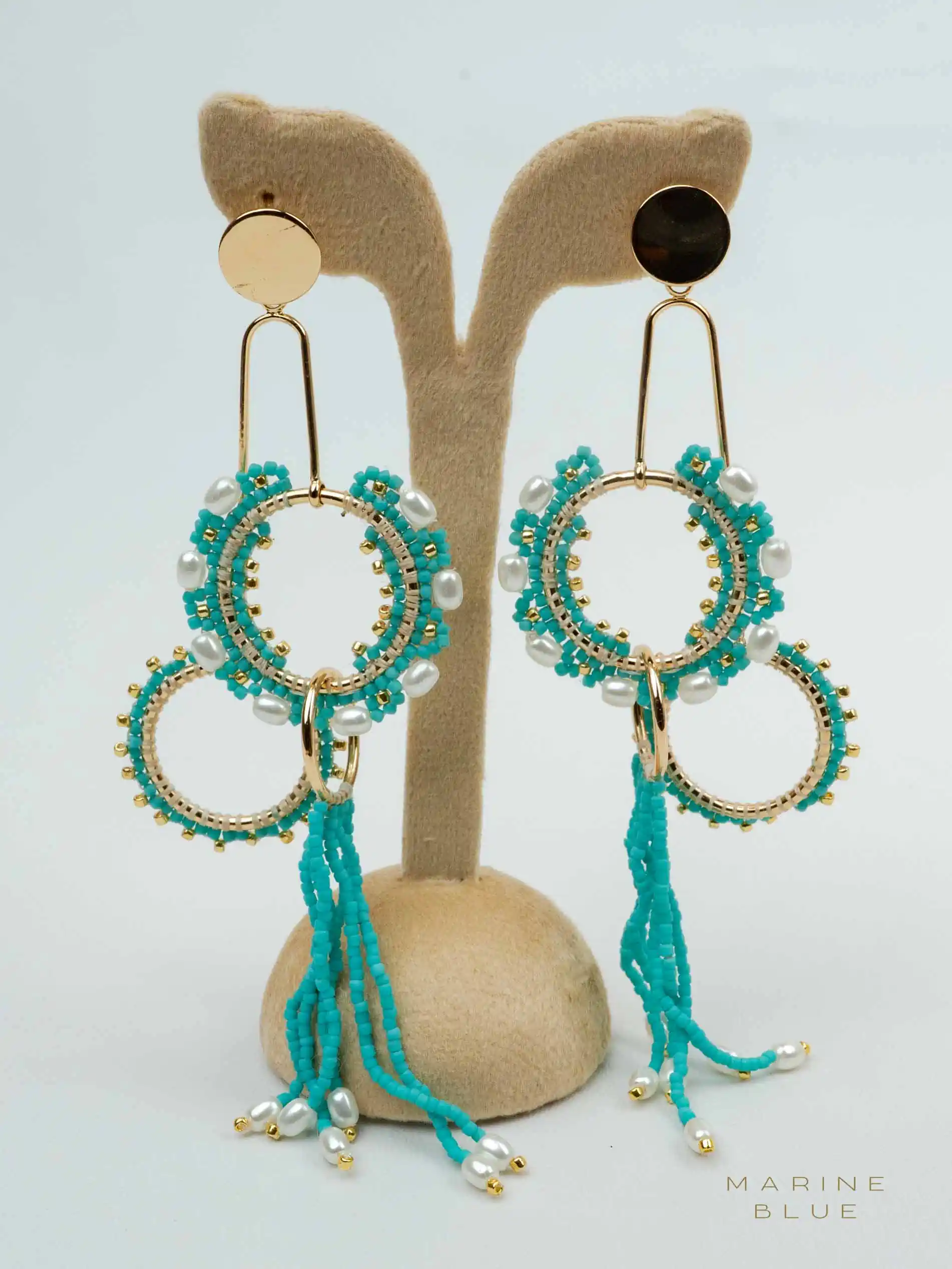 web_solo_gears_arctic_rust Solo Gears Beaded Earrings | Stainless Steel Earrings - Imagen 1