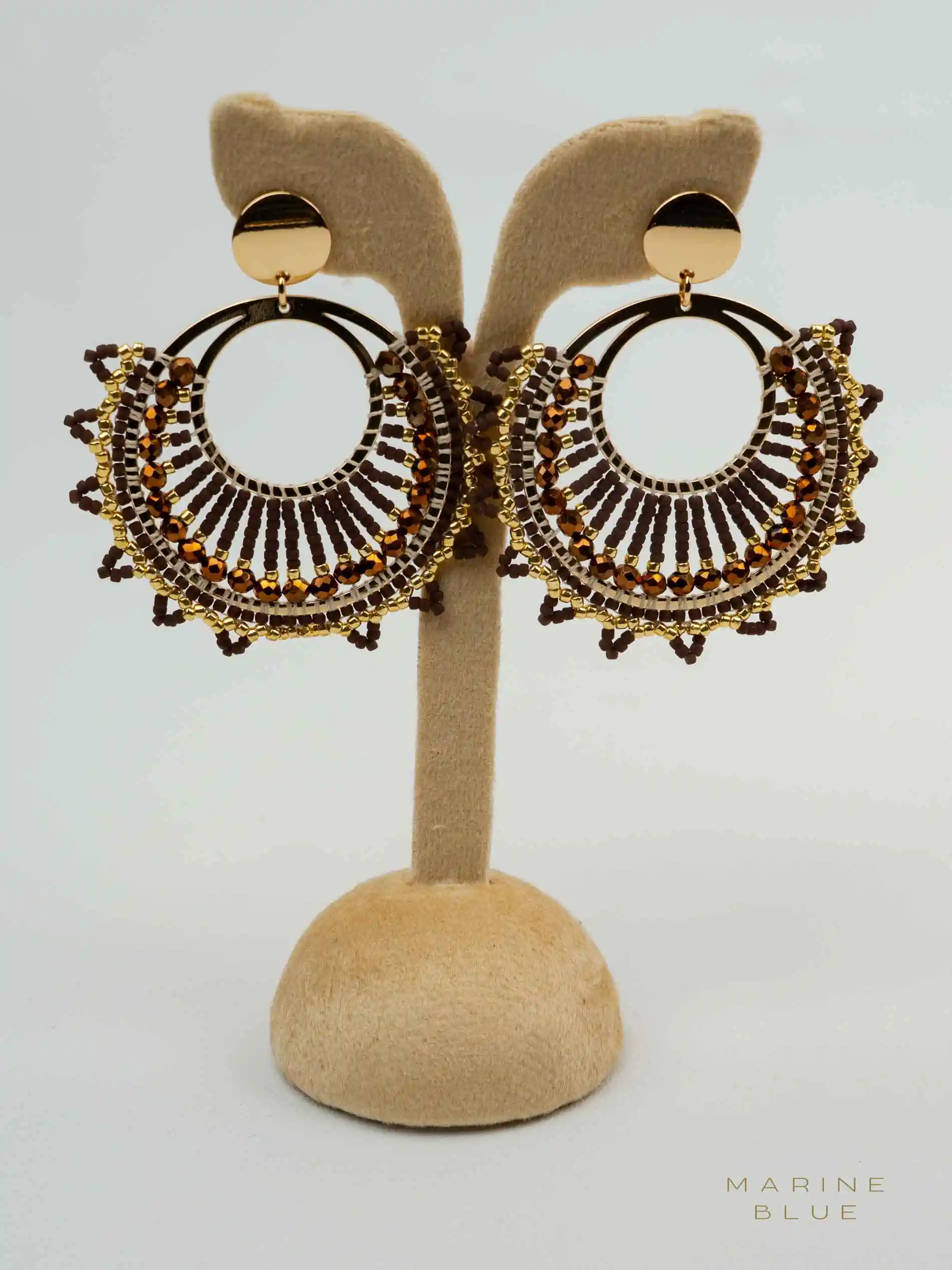 web_solo_marigold_cinnamon_latte Solo Marigold Beaded Earrings | Stainless Steel Earrings – Image 1