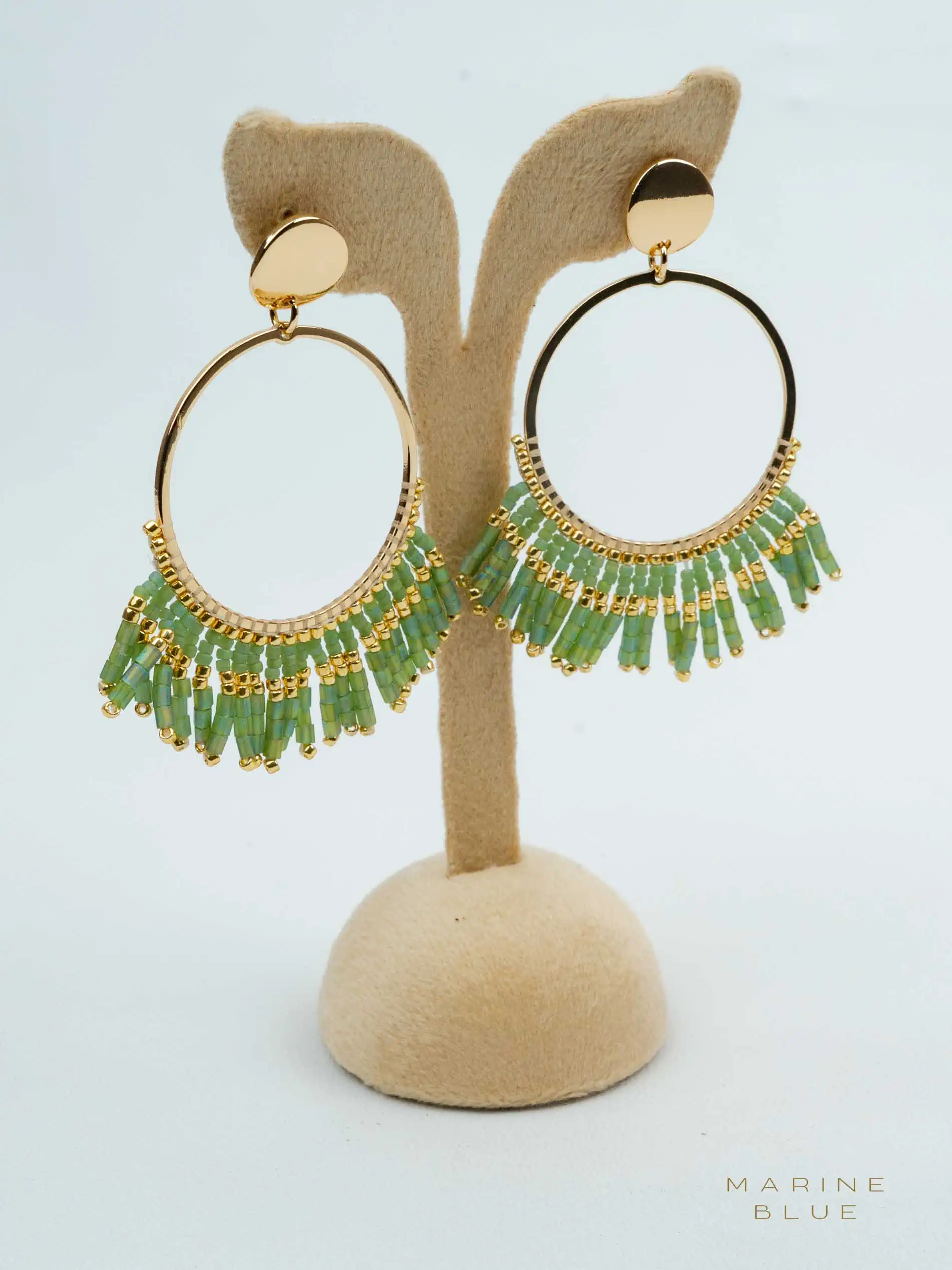 web_solo_missing_emerald_bees Solo Missing Beaded Earrings | Stainless Steel Earrings - Imagen 1