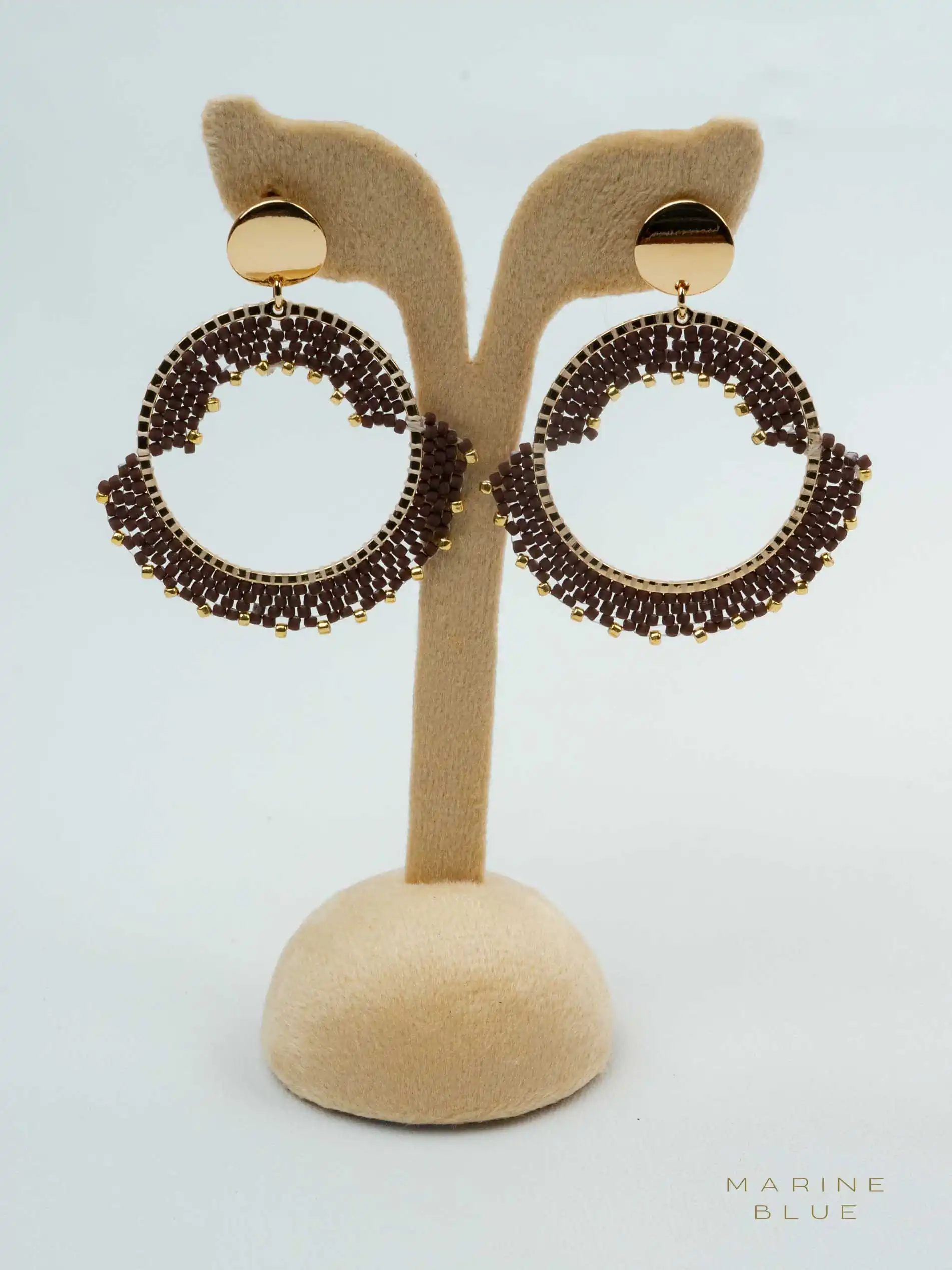 web_solo_nest_cinnamon_latte Solo Nest Beaded Earrings | Stainless Steel Earrings - Imagen 1