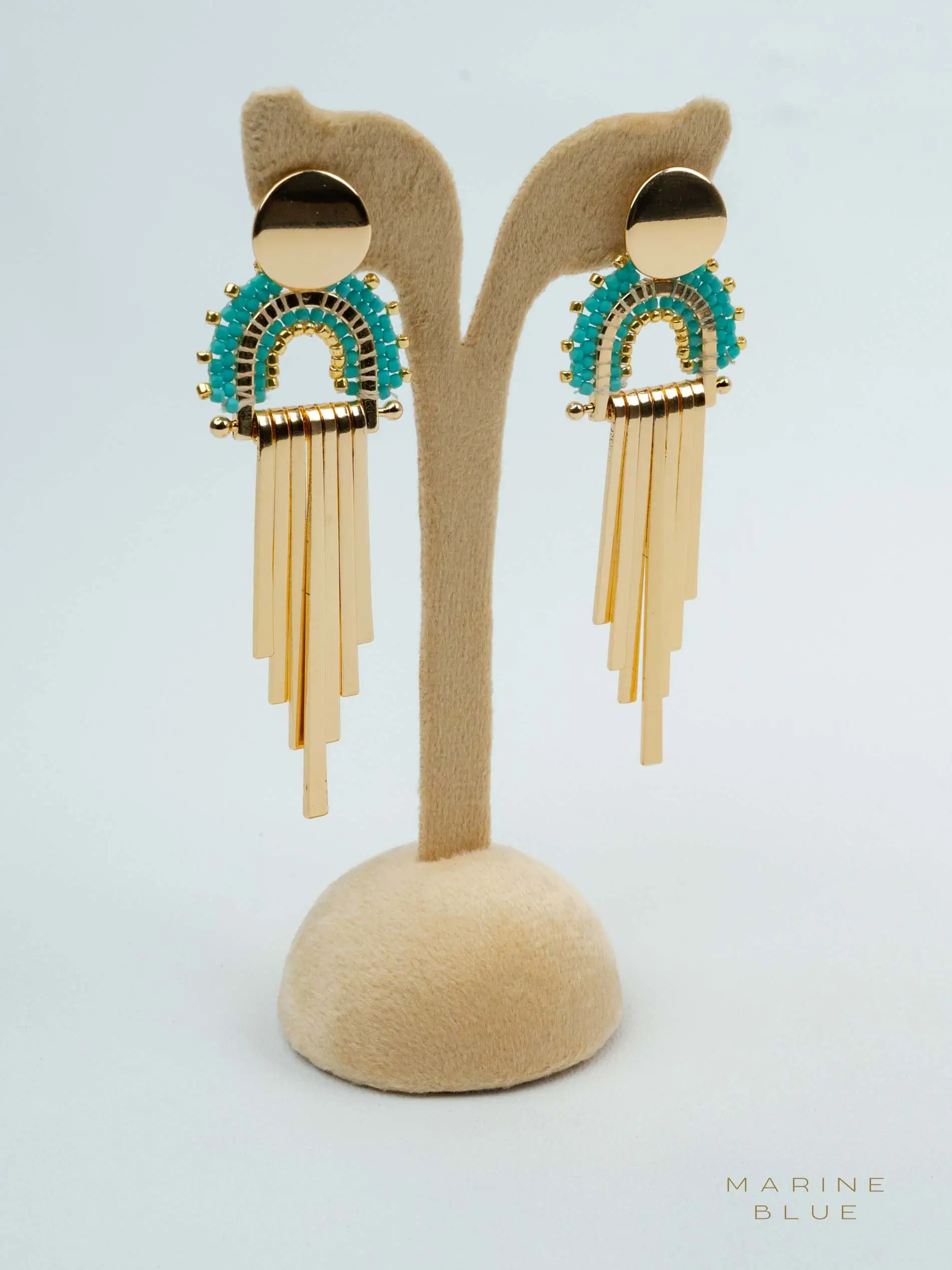web_solo_rainbow_arctic_rust Solo Rainbow Beaded Earrings | Stainless Steel Earrings - Imagen 1